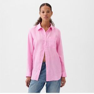 NWT Gap Linen Boyfriend Shirt in Sugar Pink